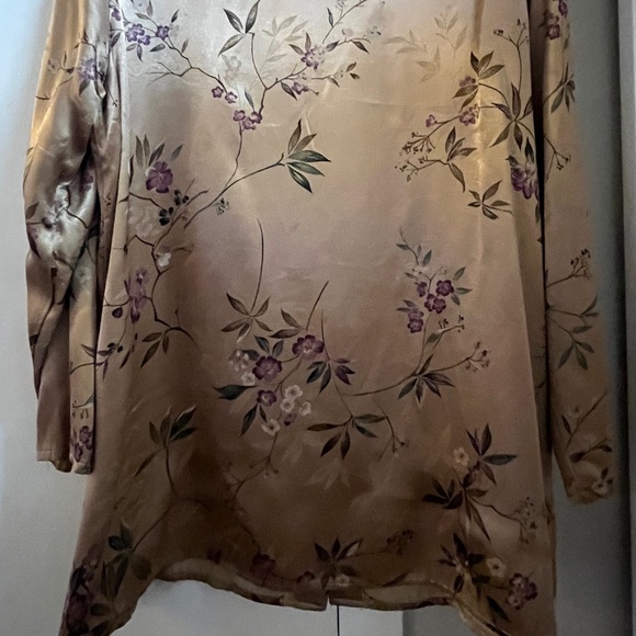 CH Signature Gold with Purple Flowers Button Down Blouse - Picture 2 of 15